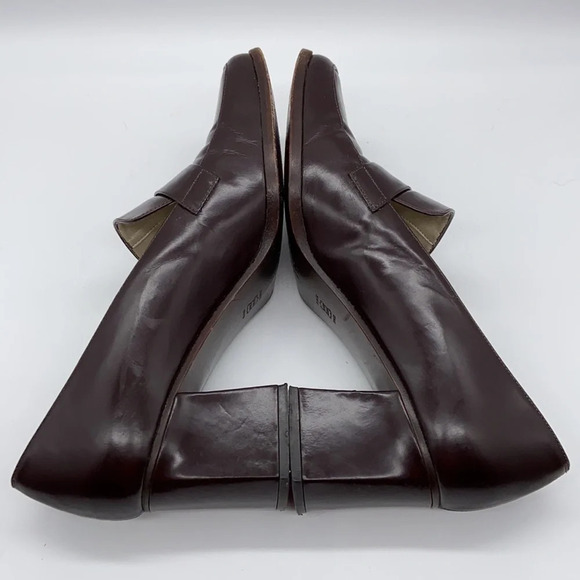 Kenneth Cole Brown Leather Square Toe Loafer Heels - Picture 4 of 10